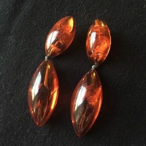 Faux amber statement earrings.